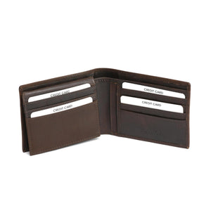 Brown Bifold PassCase Leather Wallet with Flap