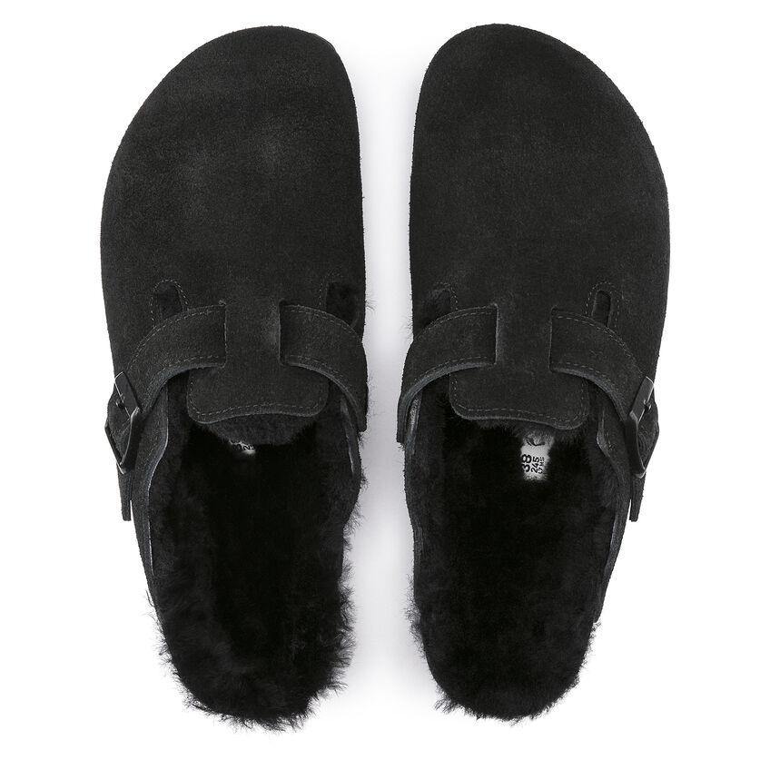 Boston Shearling Black Suede Soft Footbed - Flying Possum | Since 1976