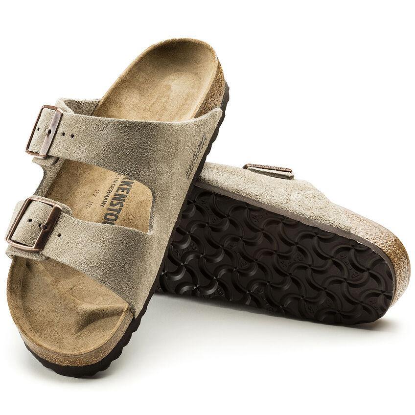 Arizona Taupe Suede Leather Soft Narrow Footbed - Flying Possum | Since 1976