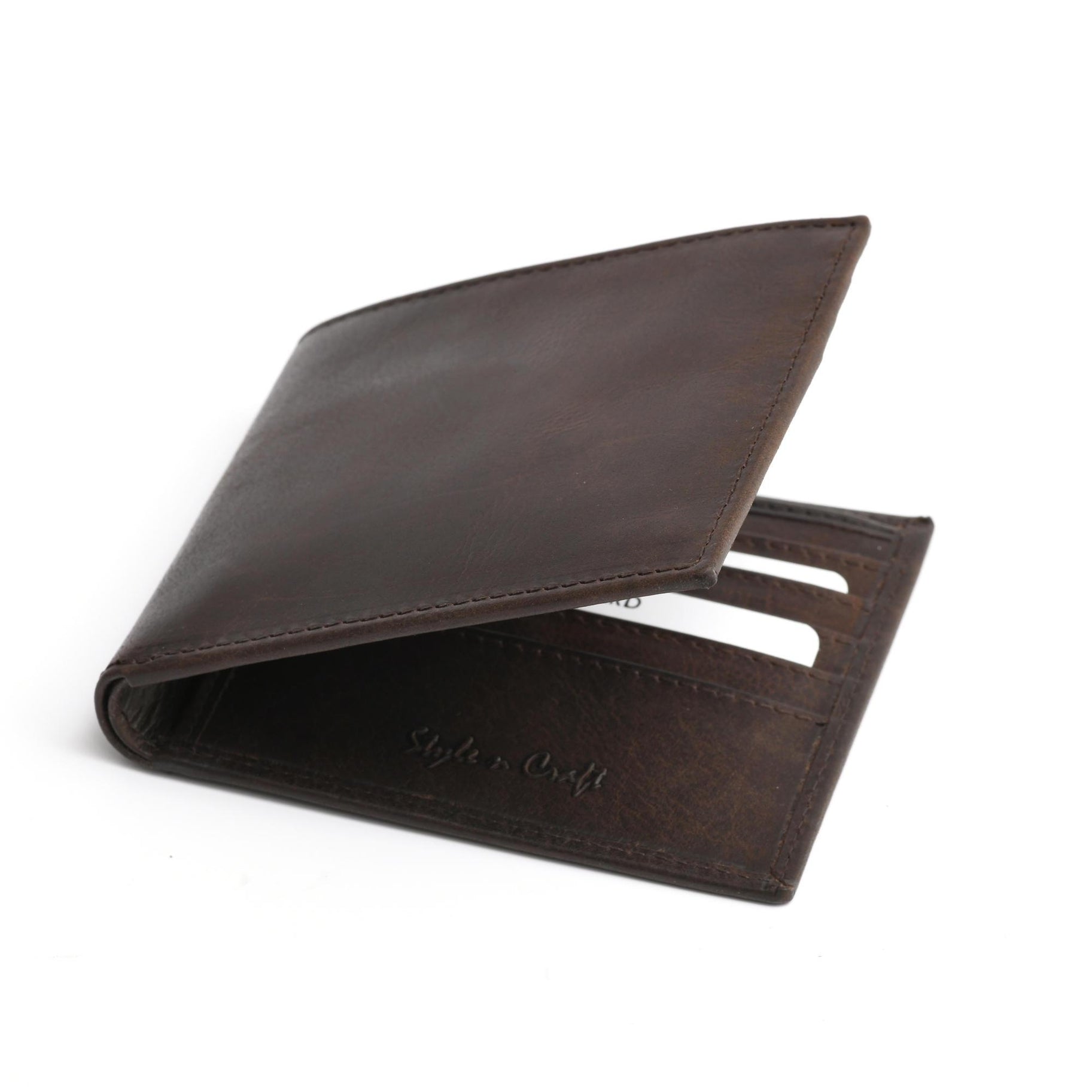 Slim Bifold Hipster Dark Brown Leather Wallet