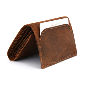 Trifold Leather Wallet in Brown