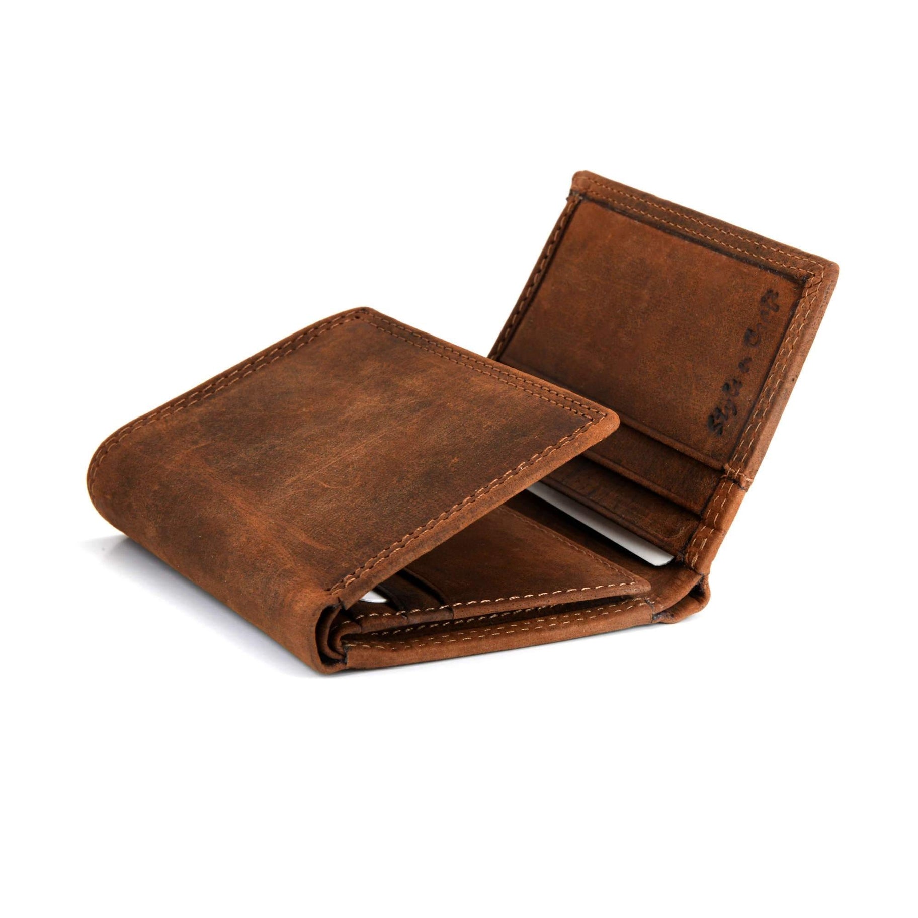 Trifold Leather Wallet in Brown