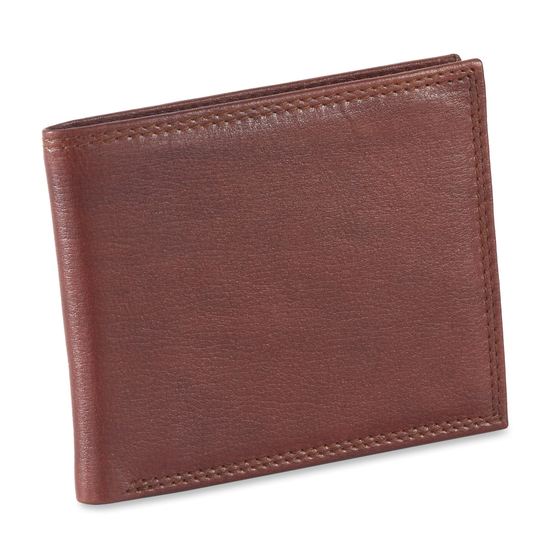Slim Bifold Leather Wallet in Dark Tan