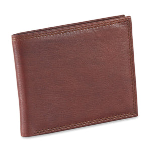 Slim Bifold Leather Wallet in Dark Tan